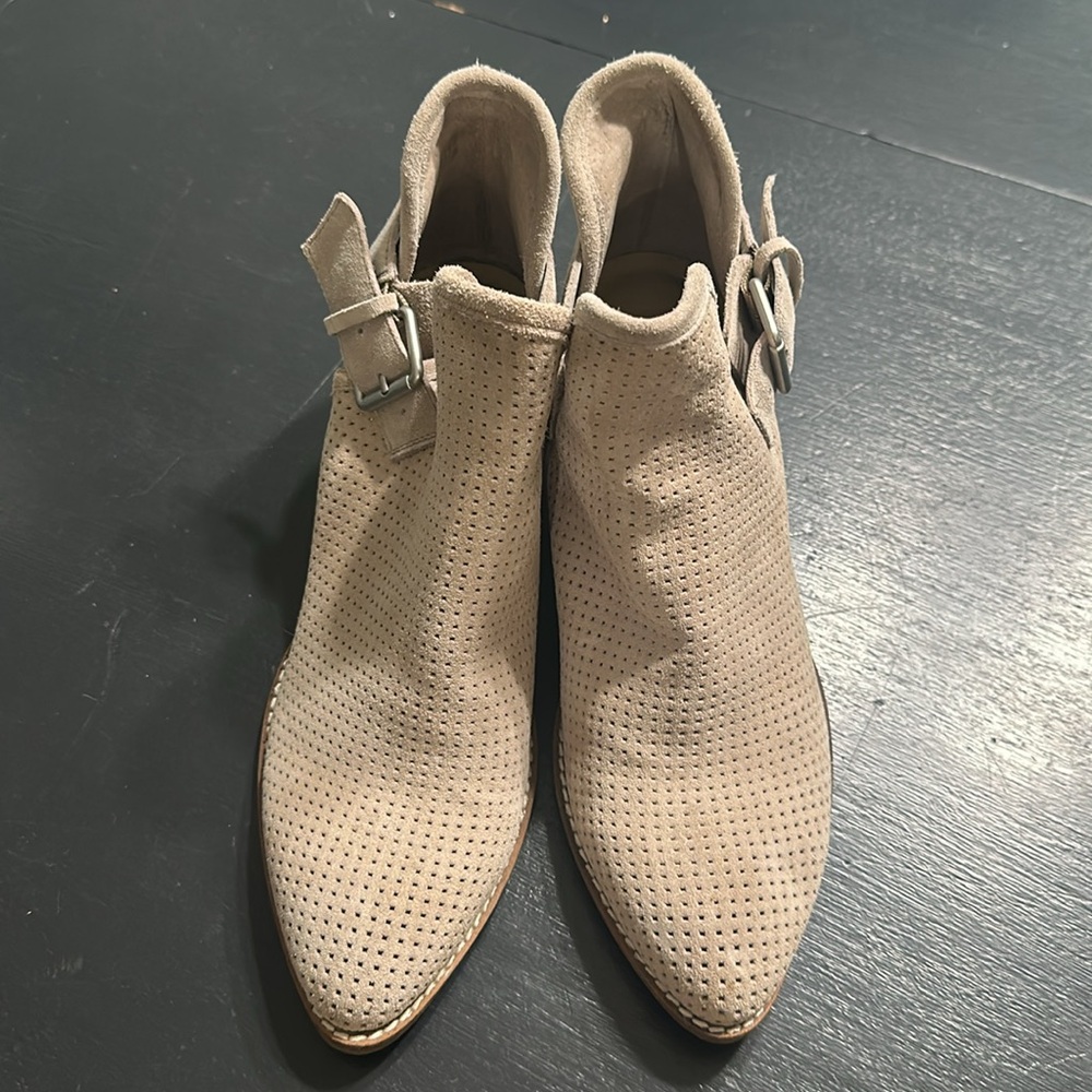 Perforated Suede Ankle Boots - Taupe